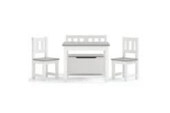 4-delers Bord- Og Stolsett For Barn Hvit Og Grå MDF