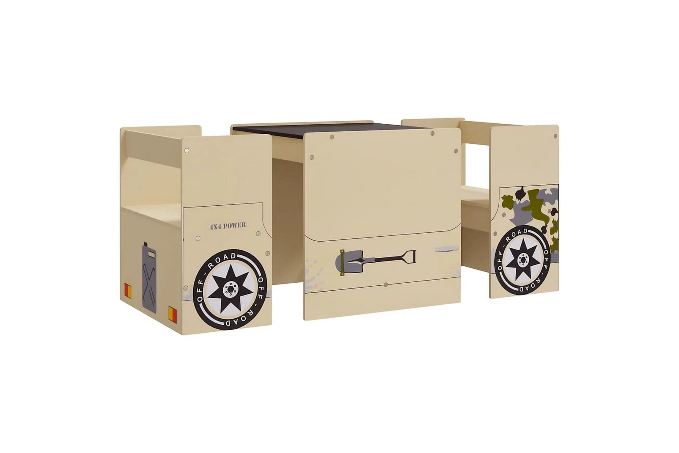 Barnebord Og Stolsett 3 Deler Terrengbildesign MDF - Bilde 3