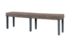 Benk 160 Cm Grå Naturlig Kubu-rotting Og Heltre Mango