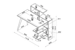 Hungirr Skrivebord 141,8x121,4x141,8 Cm Med Oppbevaring
