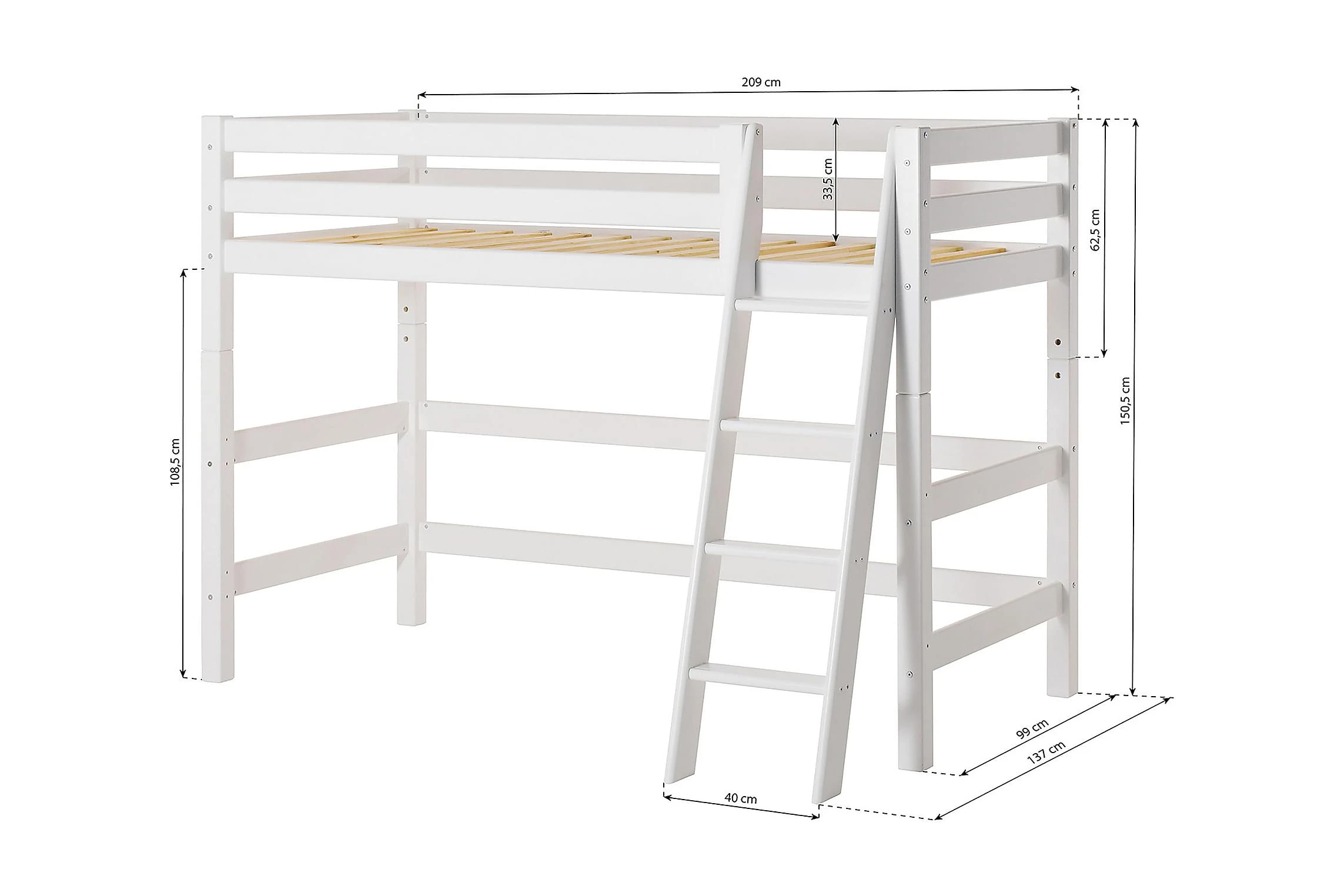 Norrheden Barneseng Med Stige 209x137 Cm - Bilde 5