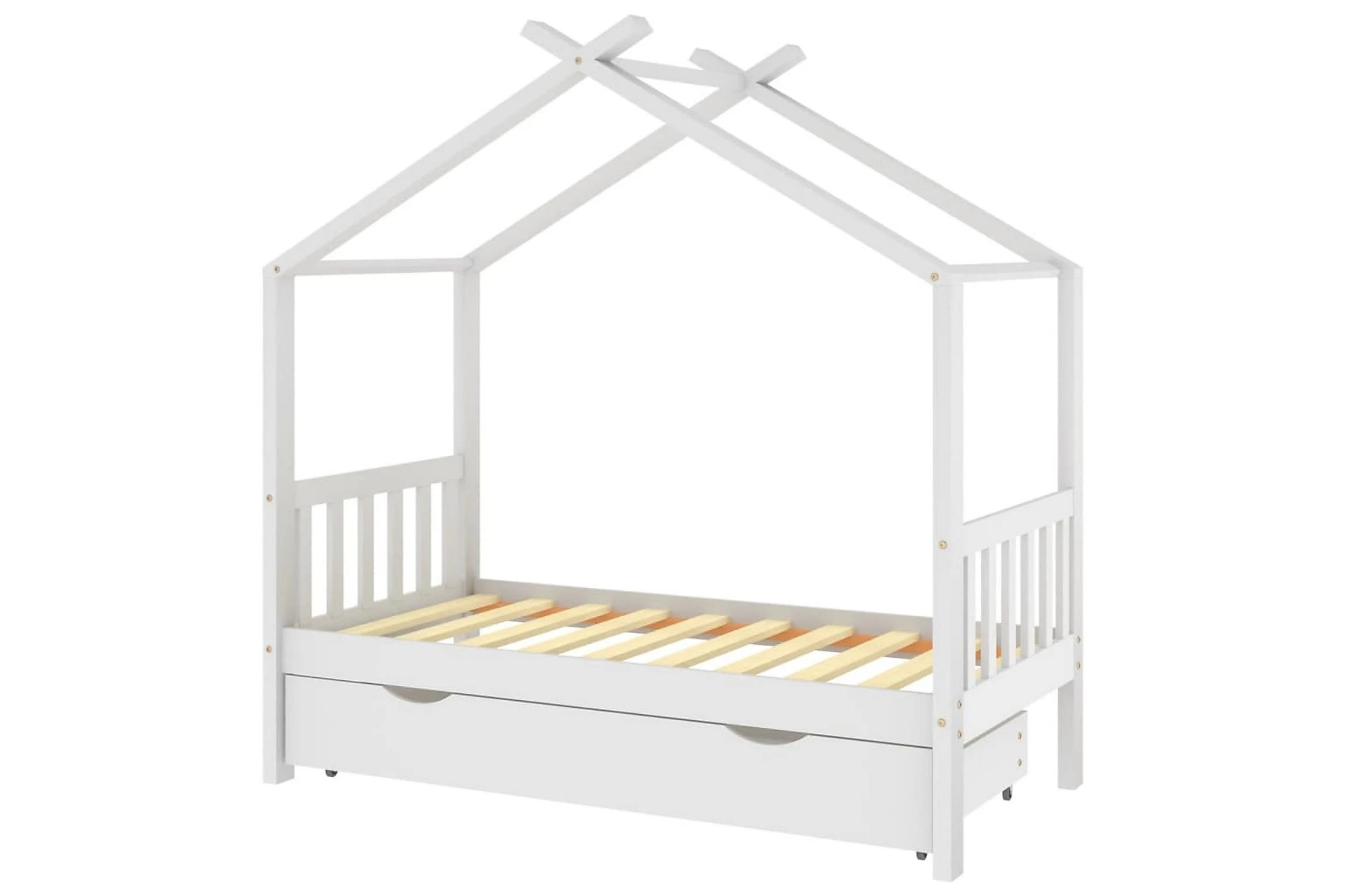 Ramme For Barneseng Med Skuff Heltre Furu Hvit 80x160 Cm - Bilde 12