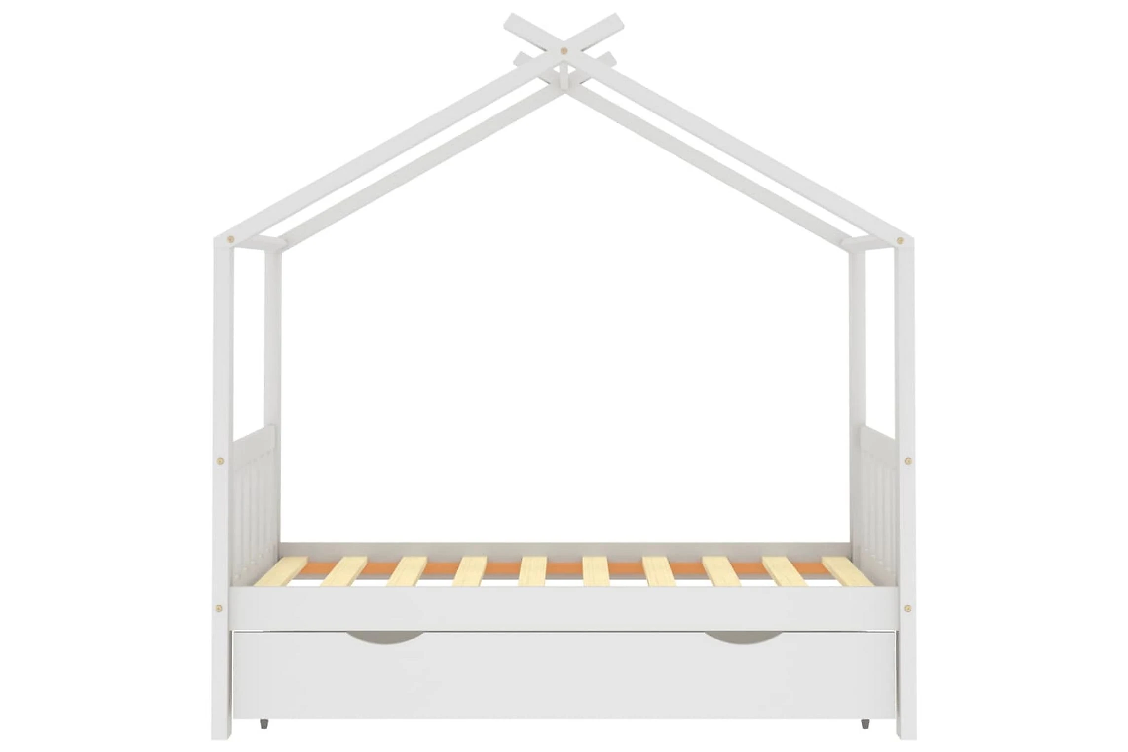 Ramme For Barneseng Med Skuff Heltre Furu Hvit 80x160 Cm - Bilde 10