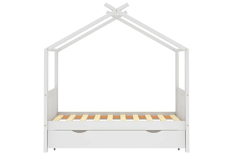 Ramme For Barneseng Med Skuff Heltre Furu Hvit 80x160 Cm - Bilde 9