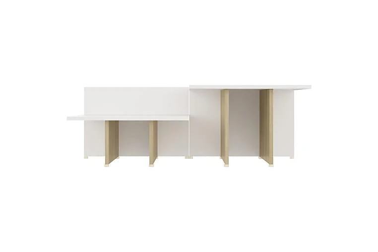 Salongbord 2 Stk Sonoma Eik Og Hvit 111,5x50x33 Cm Sponplate - Bilde 4