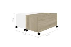 Salongbord Hvit Og Sonoma Eik 75x75x38 Cm Sponplate