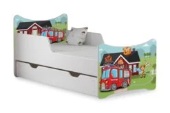 Wiggly Barneseng Med Oppbevaring Brandbil Inkl. Madrass