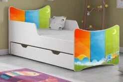 Wiggly Barneseng Med Oppbevaring Fargeglad Inkl. Madrass